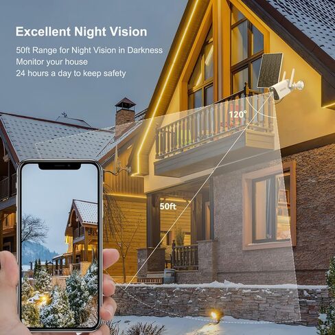 aecsee 2MP Solar Camera Security Outdoor - 360° PTZ Battery Powered Camera 2.4Ghz WiFi 1080P Color Night Vision 2-Way Audio IP66 Waterproof Outside Surveillance Cam in Saudi Arabia