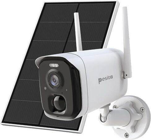 Solar Wireless Camera Outdoor - 4MP HD Cameras for Home Security with 2.4Ghz WiFi Cam, Color Night Vision, 2-Way Talk, AI Motion Detection, Secure SD/Cloud Storage (White) in Saudi Arabia