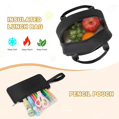 Rolling Backpack for Girls, Girls Backpack Set with Lunch Box & Pencil Pouch for Teen Girl Kids Children Elementary Middle School, Bookbag Daypack Laptop Travel Backpack with Wheels (Black) in Saudi Arabia