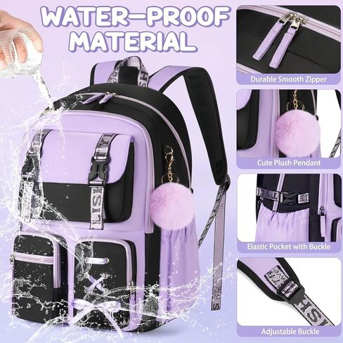 Fimibuke Backpack for Girls, 3 PCS Waterproof Girls Backpack with Lunch Box & Pencil Case, Kid Backpacks for Teen Girl Kindergarten Elementary Middle High School Student Back to School Kid Bookbag Set in Kuwait