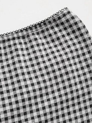 طماق عصير التفاح للنساء النحيف Fit Gingham فحص كابري منتصف الخصر سراويل الصالة المتماسكة in Kuwait