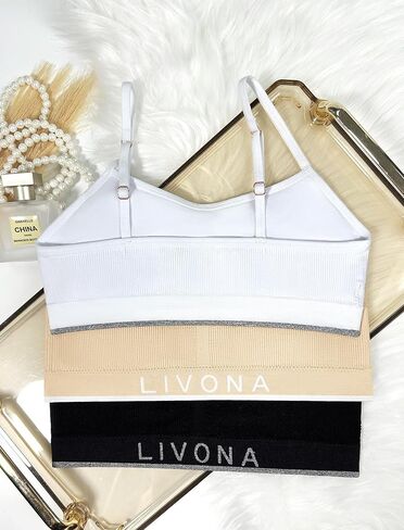 ليفونا تدريب حمالات صدرية للبنات رياضي صدرية للياقة اللاسلكية في سن المراهقة مبطنة كل يوم براليت محصول كامي دبابة (6-14) in Kuwait