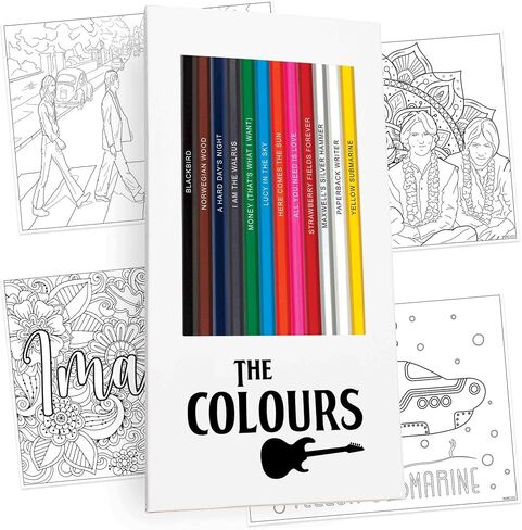 The Rolling Tones Colored Pencil Set for Fans of The Rolling Stones | Set of 12 Stones-Inspired Pencils | Each Color Pencil is Foil-Stamped with Band References | Great Gift in Kuwait
