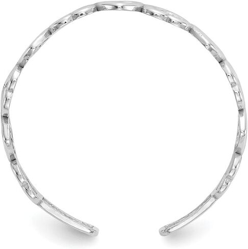 Solid 14k White Gold Cut Out Hearts Toe Ring Adjustable in Saudi Arabia