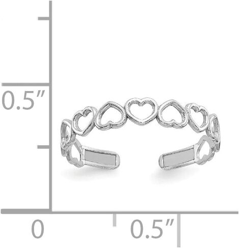 Solid 14k White Gold Cut Out Hearts Toe Ring Adjustable in Saudi Arabia