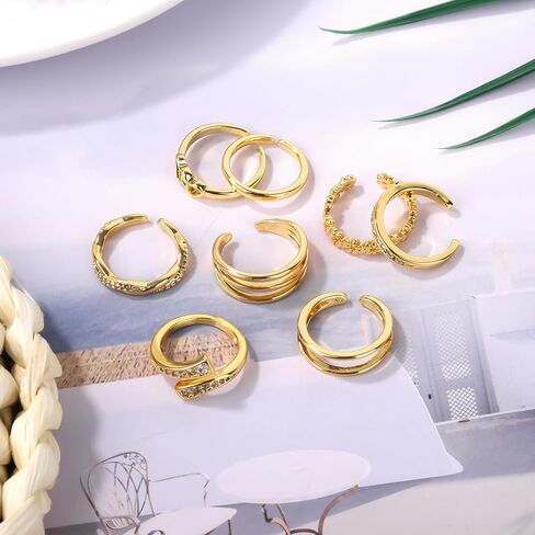 8pcs Toe Rings for Women, Copper Adjustable Open Toe Rings in 8 Elegant Styles Feet Decoration Beach Jewelry for Women Summer Accessory in Kuwait