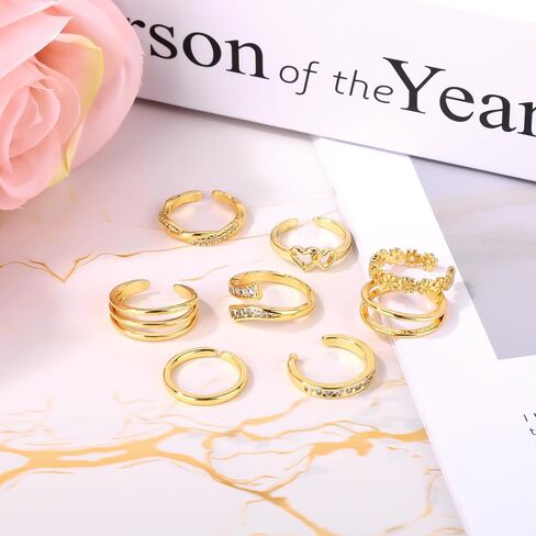 8pcs Toe Rings for Women, Copper Adjustable Open Toe Rings in 8 Elegant Styles Feet Decoration Beach Jewelry for Women Summer Accessory in Kuwait