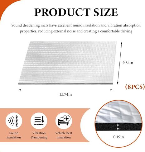 8 PCS Car Sound Sound Heat ، 197 Mil 8.7 قدم مربع من الألومنيوم للتشطيب العزل الحراري والاهتزاز بسقوط ترميح in Saudi Arabia