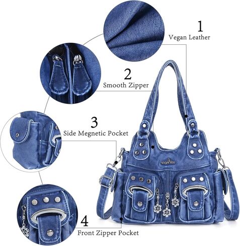 Angel Kiss Purses for Women Small Hobo Crossbody Bags Multi-Pocket Vegan Leather Hobo Handbags Tote Bag with Crossbody Strap in Kuwait