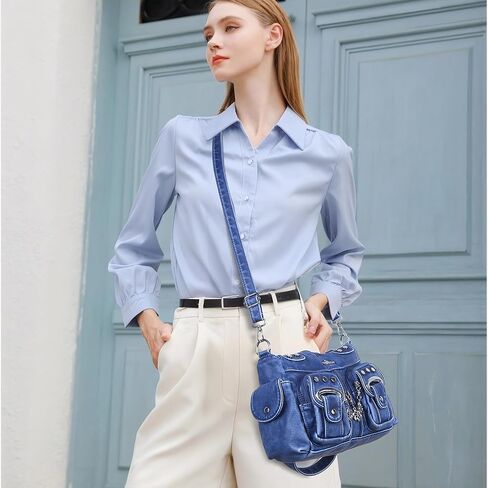 Angel Kiss Purses for Women Small Hobo Crossbody Bags Multi-Pocket Vegan Leather Hobo Handbags Tote Bag with Crossbody Strap in Kuwait