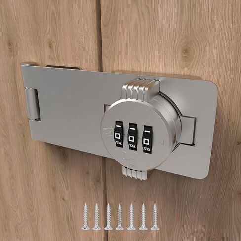 Keyless Combination Lock – 3-Digit Combination Lock for Cabinet Doors – Twist Knob Hasp Latch Lock with Password Code – Zinc Alloy Cabinet Door Latch for Kitchen Drawers, Cabinets, Cupboard (Black) in Saudi Arabia