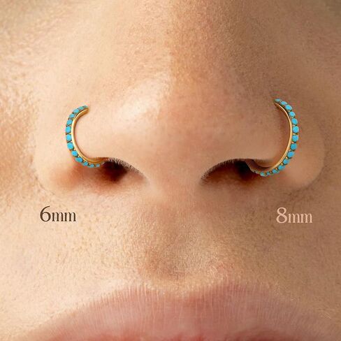 BodyBonita Hoops Nose Rings for Women - 316L Surgical Steel Turquoise Nose Ring Piercings 20G Segment Cartilage Helix Rook Tragus Conch Daith Earrings Septum Lip Jewelry 6/7/8mm Gold/Silver in Saudi Arabia