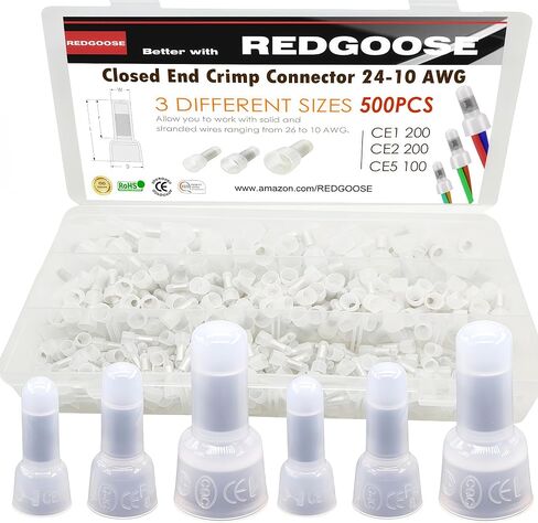 300PCS Closed End Crimp Connector 26-12 AWG Nylon Wire Connectors Crimp Cap Wire Terminals(26-18AWG 100PCS, 26-16AWG 100PCS, 26-12AWG 100PCS) in Saudi Arabia