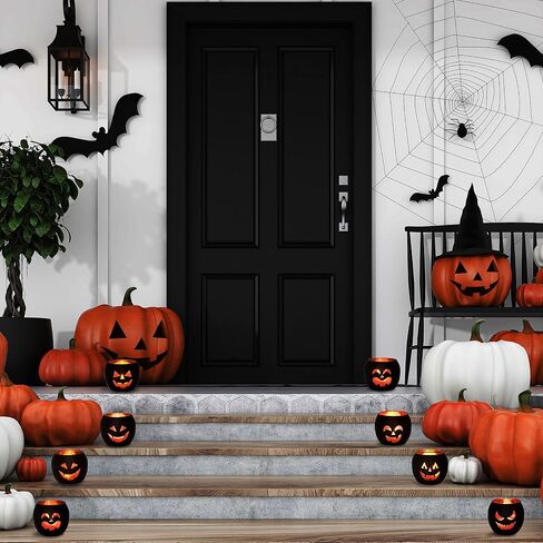Halloween Table Decor Set of 6, Jack O Lanterns Black Glass Votive Tealight Candle Holders, Halloween Decorations Indoor Party Mantel Coffe Table Centerpiece Decor in Saudi Arabia