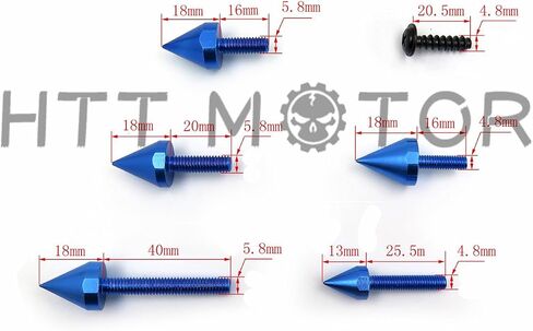Motorcycle Spike Fairing Bolt Kit,(Blue) 160pcs M5 M6 Universal Windscreen Screws, Aluminum Fasteners Fairing Bolts Nut Clips, Mounting Kits Washers Nuts Screws Assortment for Sport Bikes in Kuwait