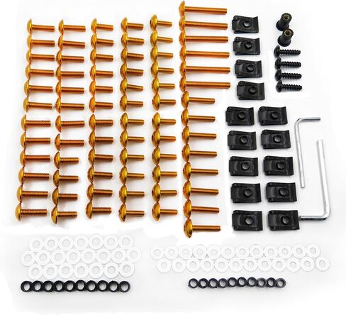 Motorcycle Spike Fairing Bolt Kit,(Blue) 160pcs M5 M6 Universal Windscreen Screws, Aluminum Fasteners Fairing Bolts Nut Clips, Mounting Kits Washers Nuts Screws Assortment for Sport Bikes in Kuwait
