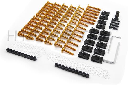 Motorcycle Spike Fairing Bolt Kit,(Blue) 160pcs M5 M6 Universal Windscreen Screws, Aluminum Fasteners Fairing Bolts Nut Clips, Mounting Kits Washers Nuts Screws Assortment for Sport Bikes in Kuwait