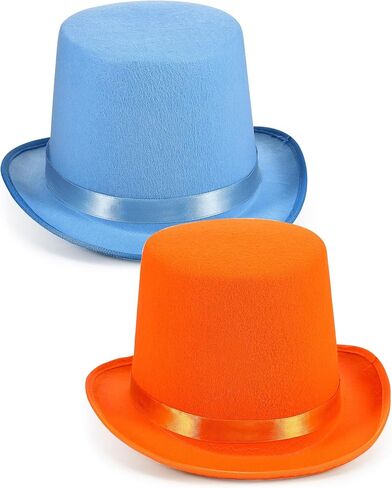 Geyoga 2 Pcs Adult Blue and Orange Top Hats Funny Tall Felt Top Hat Adult Costume Set Novelty Holiday Party Supplies for Parade Cosplay Stage Play Performance in Saudi Arabia