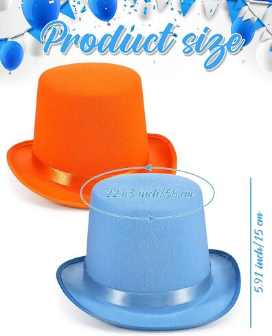 Geyoga 2 Pcs Adult Blue and Orange Top Hats Funny Tall Felt Top Hat Adult Costume Set Novelty Holiday Party Supplies for Parade Cosplay Stage Play Performance in Saudi Arabia