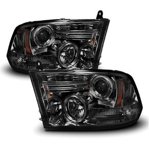 Smoked for Dodge for Ram 1500/2500/3500 09-10,for Ram 1500/2500/3500 11-18 Halo Projector Headlights Headlamp Driver Side&Passenger Side Chrome-Housing Heavy Duty Polycarbonate-Lens in Saudi Arabia