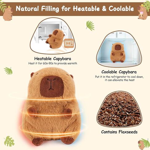 وسادة تسخين ميكروويف محشو بالحيوانات لفترة زمنية متزايدة من كابيبارا أفخم ، 9.1 "2 رطل قابلة للتدفئة وقابلة للبرودة حيوانات محشوة ، كابيباراس أفخم ، هدايا عيد ميلاد للبالغين للأطفال in Kuwait