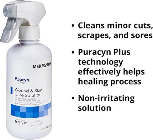 McKesson Puracyn Plus Cleyser Cleanser Spray ، 16.9 أوقية [Count] محلول غسل الإسعافات الأولية للإصابات البسيطة ، القطع ، الحروق ، الخدوش ، القروح ، خالية من الكحول in Saudi Arabia