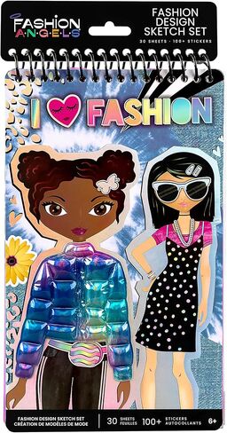 مجموعة رسم تصميم الأزياء من Fashion Angels - دفتر رسم صغير الحجم للفتيات، كتاب تلوين أنيق للأطفال من سن 6 سنوات فما فوق، يأتي مع استنسل وملصقات in Saudi Arabia