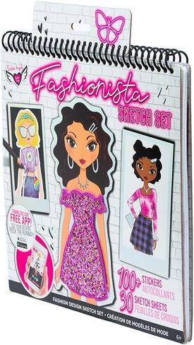 مجموعة رسم تصميم الأزياء من Fashion Angels - دفتر رسم صغير الحجم للفتيات، كتاب تلوين أنيق للأطفال من سن 6 سنوات فما فوق، يأتي مع استنسل وملصقات in Saudi Arabia