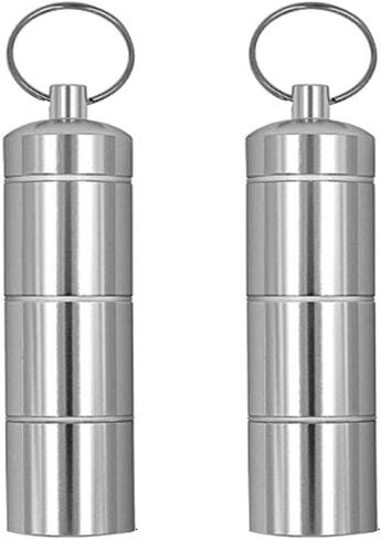 2-Piece Pill Box, Silver Aluminum Alloy Material, Waterproof and Moisture-Resistant Portable Medicine Box, Suitable for Outdoor Camping Travel, with Three Adjustable Compartments (Silver) in Saudi Arabia