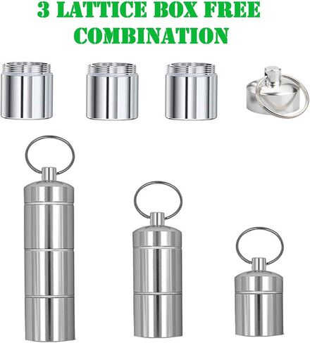 2-Piece Pill Box, Silver Aluminum Alloy Material, Waterproof and Moisture-Resistant Portable Medicine Box, Suitable for Outdoor Camping Travel, with Three Adjustable Compartments (Silver) in Saudi Arabia