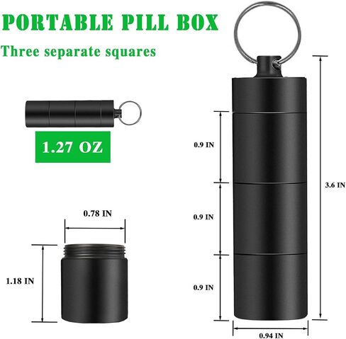2-Piece Pill Box, Silver Aluminum Alloy Material, Waterproof and Moisture-Resistant Portable Medicine Box, Suitable for Outdoor Camping Travel, with Three Adjustable Compartments (Silver) in Saudi Arabia