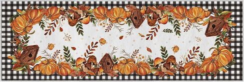 Artoid Mode Buffalo Plaid Pumpkins Mushrooms Fall Area Rug, Autumn Thanksgiving Bath Rug Home Decor Low-Profile Non-Slip Washable Mat for Entryway Bedroom Bathroom Laundry Room Indoor 2x3 Feet in Saudi Arabia