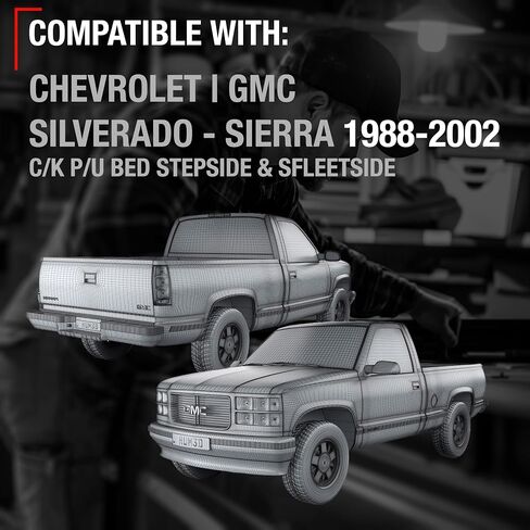 مجموعة مقبض الباب الخلفي TRUBUILT1 AUTOMOTIVE - متوافقة مع 1988-2002 شيفروليه، جي إم سي سيلفرادو، سييرا C/K 1500 2500 3500 - زنك أسود مزخرف، معدن - OEM 15991785، 77077 in Saudi Arabia