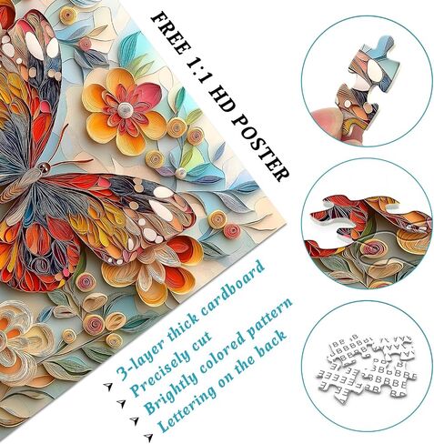 Butterfly Puzzles for Adults 1000 Pieces, Colorful Flower Puzzle Butterfly Art Painting Puzzle, Garden Puzzle, Hard Difficult Challenging Jigsaw Puzzles for Adults in Saudi Arabia