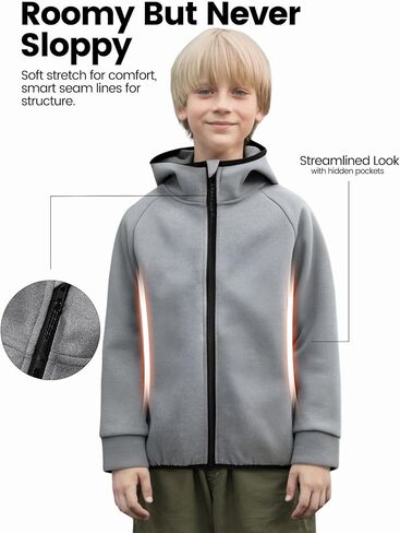 Patpat Boys zip up Black Hoodie سترة خفيفة الوزن-قميص من نوع Switshery طبقة الهواء مع سحاب كامل للأولاد من 6 إلى 12 عامًا in Kuwait