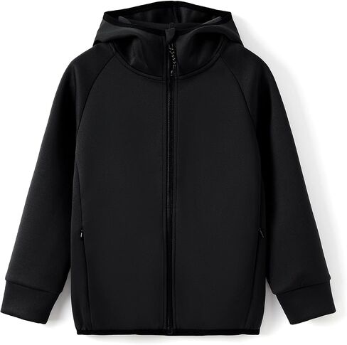 Patpat Boys zip up Black Hoodie سترة خفيفة الوزن-قميص من نوع Switshery طبقة الهواء مع سحاب كامل للأولاد من 6 إلى 12 عامًا in Saudi Arabia