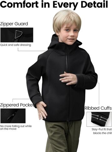 Patpat Boys zip up Black Hoodie سترة خفيفة الوزن-قميص من نوع Switshery طبقة الهواء مع سحاب كامل للأولاد من 6 إلى 12 عامًا in Saudi Arabia