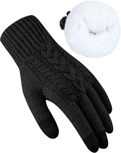 Women's Winter Warm Touch Screen Gloves, Thermal Thicker Wool Fleece Liner Knit Gloves for Cold Weather, Elastic Cuff in Saudi Arabia