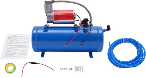 100PPSI DC 12V الهواء ضاغط الهواء ، طقم قرن الهواء مع مضخة دبابة 6L/1.6GAL لإطارات السيارات/محركات قطار قطار السيارات سيارات سيارات سيارات in Saudi Arabia