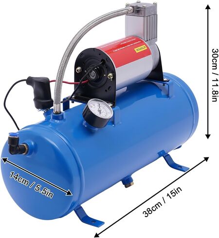 100PPSI DC 12V الهواء ضاغط الهواء ، طقم قرن الهواء مع مضخة دبابة 6L/1.6GAL لإطارات السيارات/محركات قطار قطار السيارات سيارات سيارات سيارات in Saudi Arabia