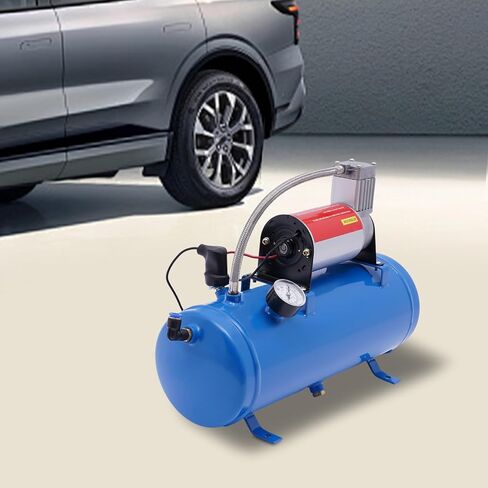 100PPSI DC 12V الهواء ضاغط الهواء ، طقم قرن الهواء مع مضخة دبابة 6L/1.6GAL لإطارات السيارات/محركات قطار قطار السيارات سيارات سيارات سيارات in Saudi Arabia