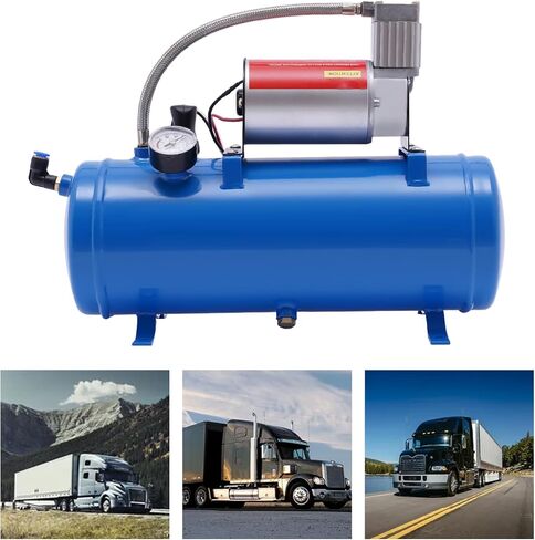100PPSI DC 12V الهواء ضاغط الهواء ، طقم قرن الهواء مع مضخة دبابة 6L/1.6GAL لإطارات السيارات/محركات قطار قطار السيارات سيارات سيارات سيارات in Saudi Arabia
