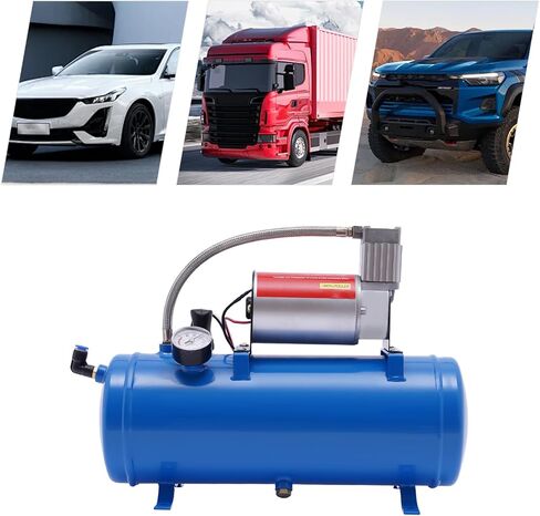 100PPSI DC 12V الهواء ضاغط الهواء ، طقم قرن الهواء مع مضخة دبابة 6L/1.6GAL لإطارات السيارات/محركات قطار قطار السيارات سيارات سيارات سيارات in Saudi Arabia