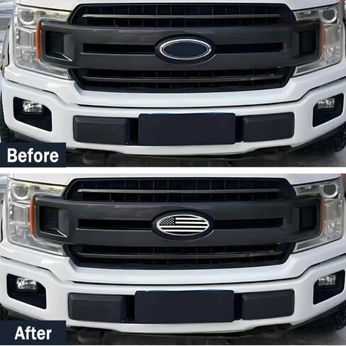 9 Inch Front Grille Rear Tailgate Emblem Compatible with 04-14 F150, 11-14 Edge, 11-16 Explorer, 06-11 Ranger, 07-14 Expedition, 9"X3.5" for Ford, Silver American Flag (2 Pack) in Kuwait