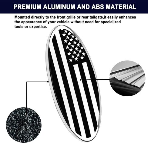 9 Inch Front Grille Rear Tailgate Emblem Compatible with 04-14 F150, 11-14 Edge, 11-16 Explorer, 06-11 Ranger, 07-14 Expedition, 9"X3.5" for Ford, Silver American Flag (2 Pack) in Kuwait