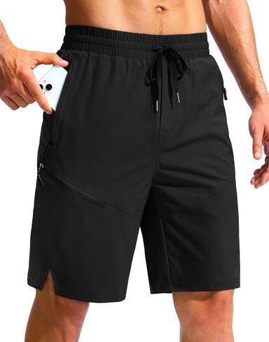 Pudolla Men's Swim Trunks with Compression Liner Quick Dry 9" Board Shorts Bathing Suit with 3 Zipper Pockets in Saudi Arabia