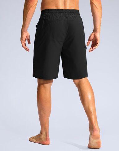 Pudolla Men's Swim Trunks with Compression Liner Quick Dry 9" Board Shorts Bathing Suit with 3 Zipper Pockets in Saudi Arabia