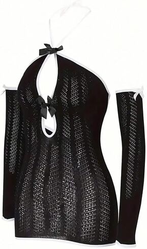 KAYLLE&KT Babydoll Lingerie for Women Fishnet Bodystocking One Piece Mesh Dress One Size in Kuwait