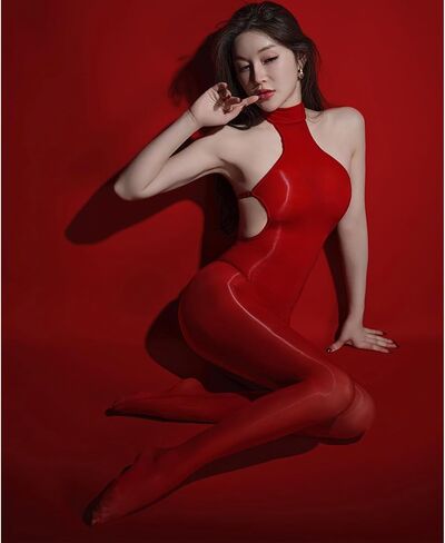 Women's Oil Shiny Bodystocking Neckband Backless Body Stockings Glossy Sleeveless Body Stocking in Saudi Arabia