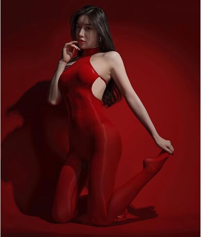 Women's Oil Shiny Bodystocking Neckband Backless Body Stockings Glossy Sleeveless Body Stocking in Saudi Arabia